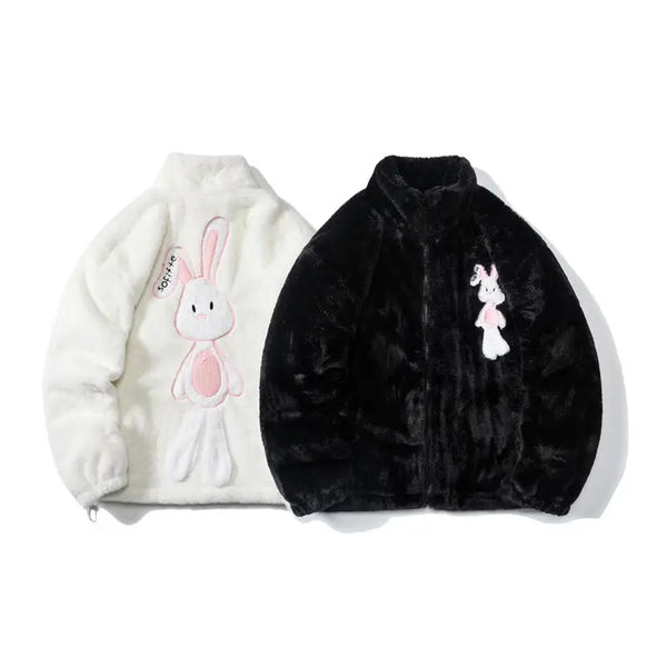 White rabbit embroidered flower Cotton Coat for Men Nexellus