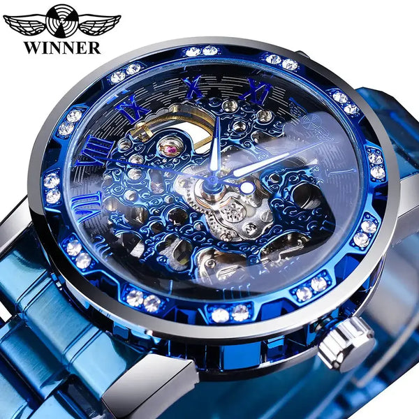 Winner golden watches classic rhinestone clock roman analog male Nexellus