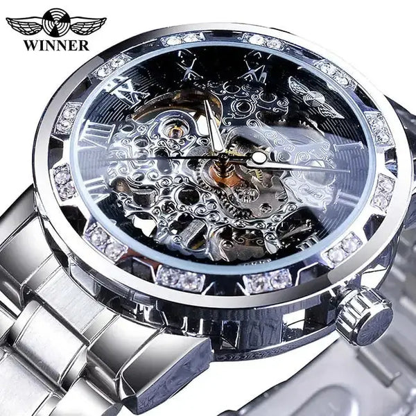 Winner golden watches classic rhinestone clock roman analog male Nexellus