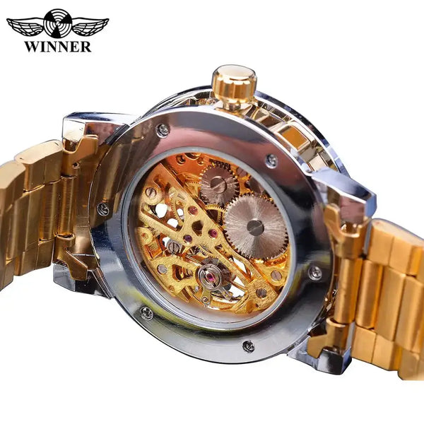 Winner golden watches classic rhinestone clock roman analog male Nexellus