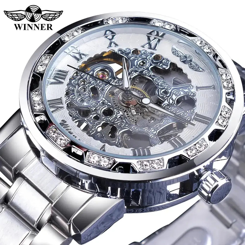 Winner golden watches classic rhinestone clock roman analog male Nexellus