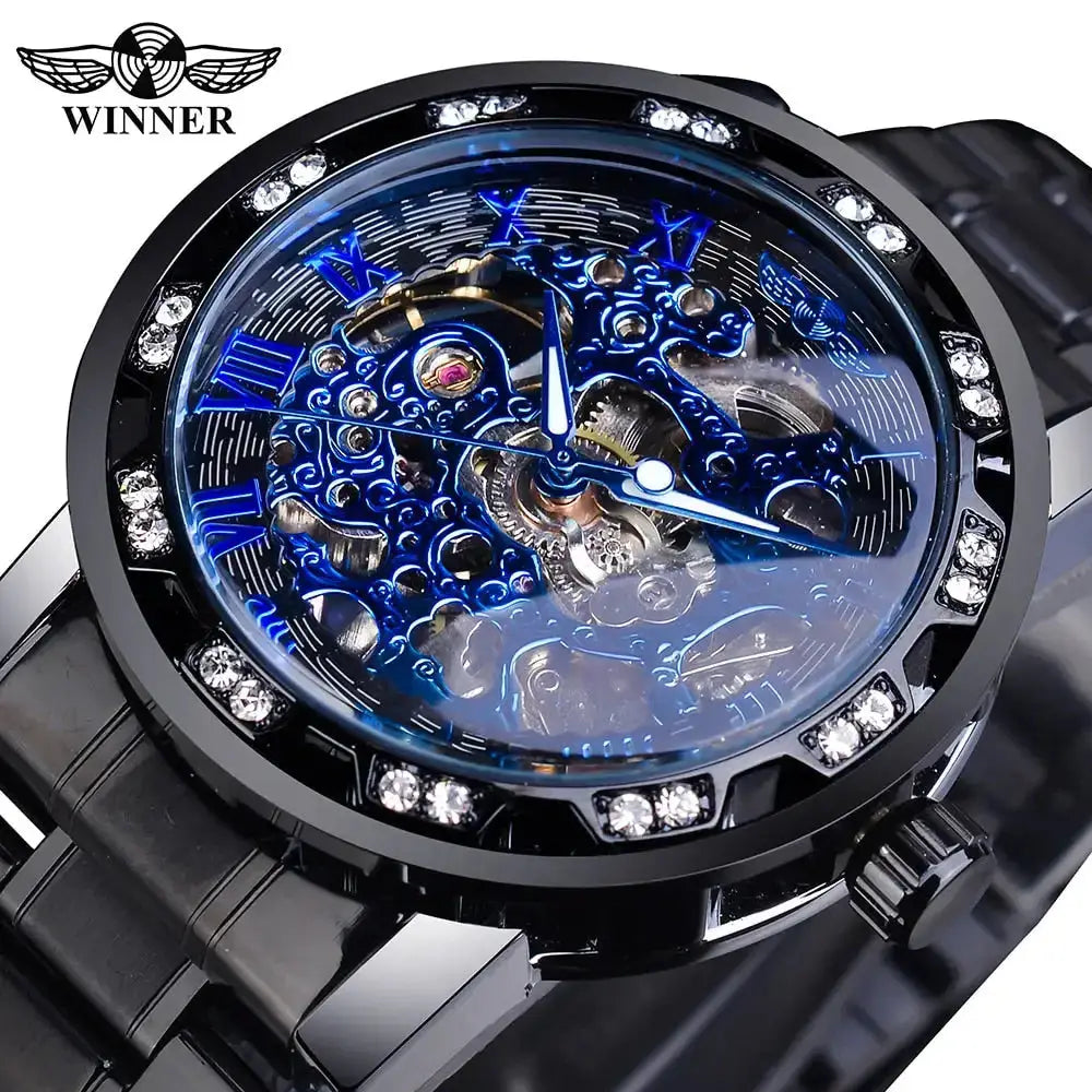 Winner golden watches classic rhinestone clock roman analog male Nexellus