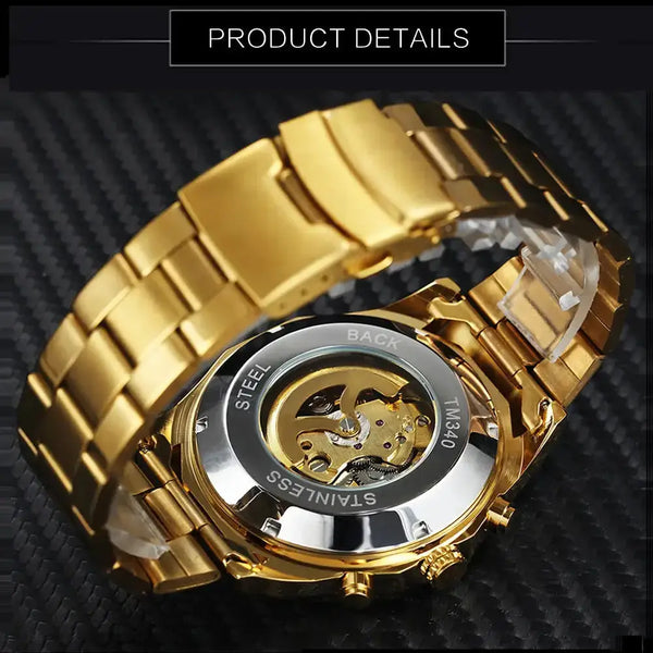 Winner watch men skeleton automatic mechanical watch gold skeleton Nexellus