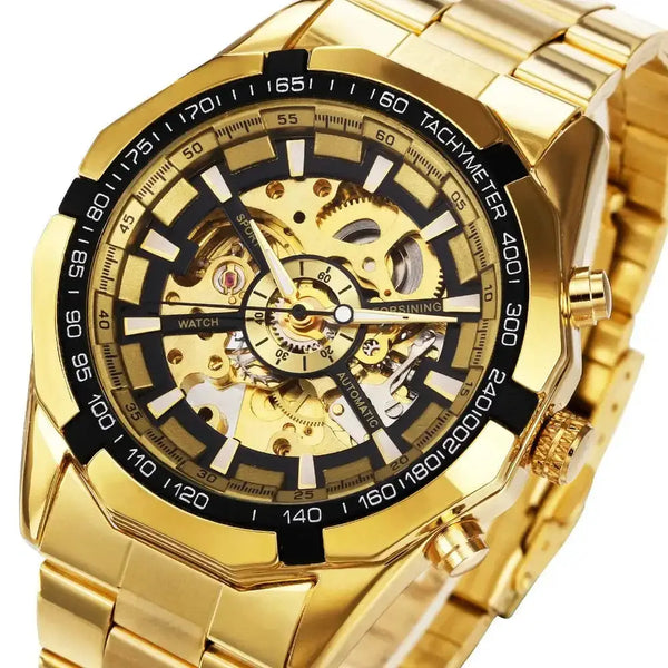 Winner watch men skeleton automatic mechanical watch gold skeleton Nexellus