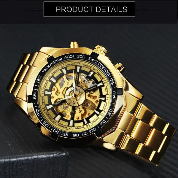 Winner watch men skeleton automatic mechanical watch gold skeleton Nexellus