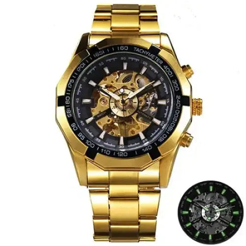 Winner watch men skeleton automatic mechanical watch gold skeleton Nexellus