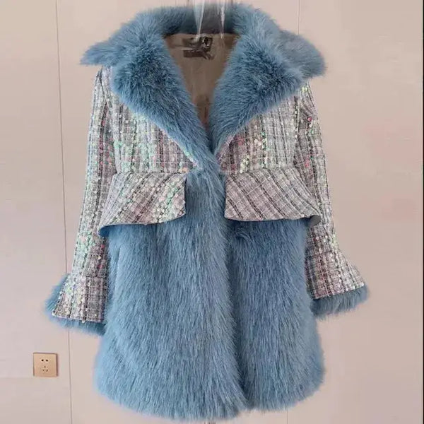 Winter fluffy faux fur coat warm women's fur jacket Nexellus