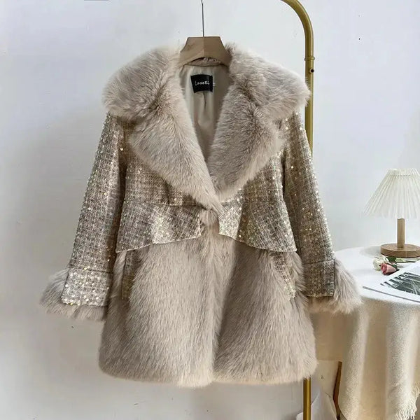 Winter fluffy faux fur coat warm women's fur jacket Nexellus