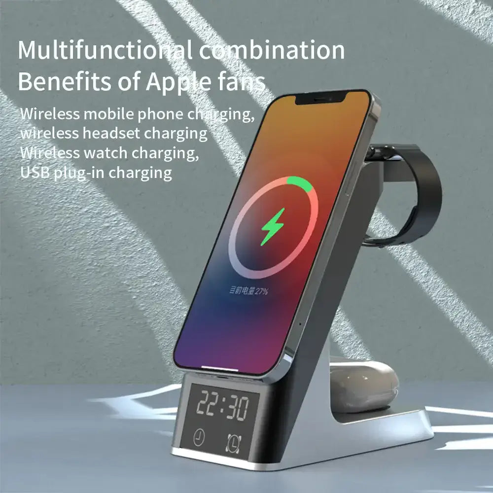 Wireless charger 6-in-1 multi-function clock alarm clock for apple 14 Nexellus