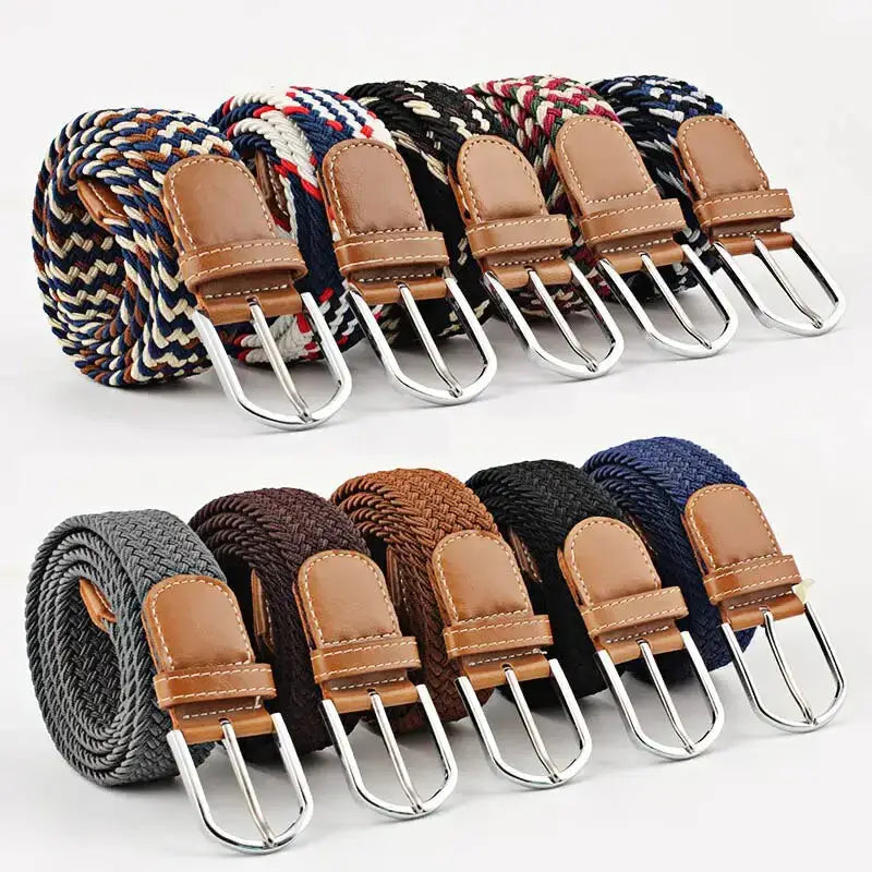 Women belt striped elastic men belt casual fashion jeans dress pin Nexellus