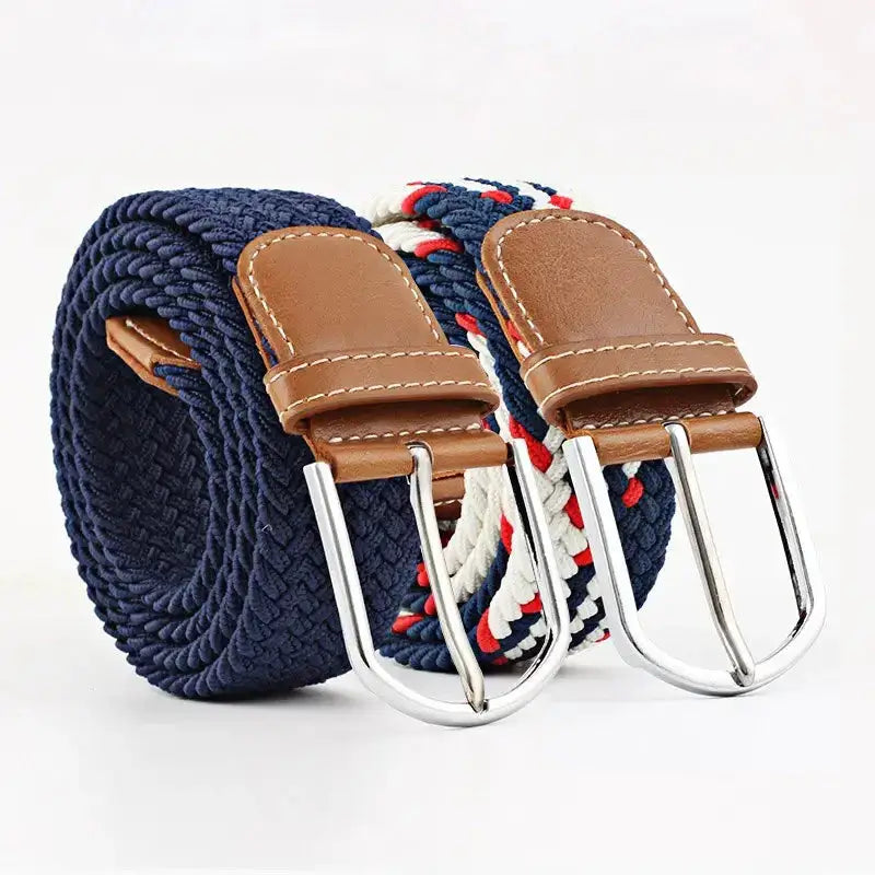 Women belt striped elastic men belt casual fashion jeans dress pin Nexellus