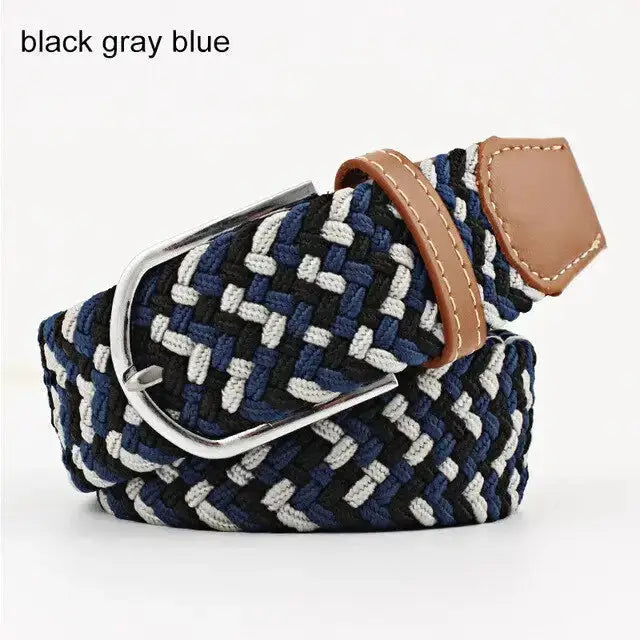 Women belt striped elastic men belt casual fashion jeans dress pin Nexellus