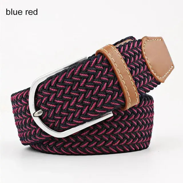 Women belt striped elastic men belt casual fashion jeans dress pin Nexellus