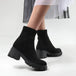 Women Boots Black Thick Soled Raised Soled Round Headed Martin Boots Nexellus