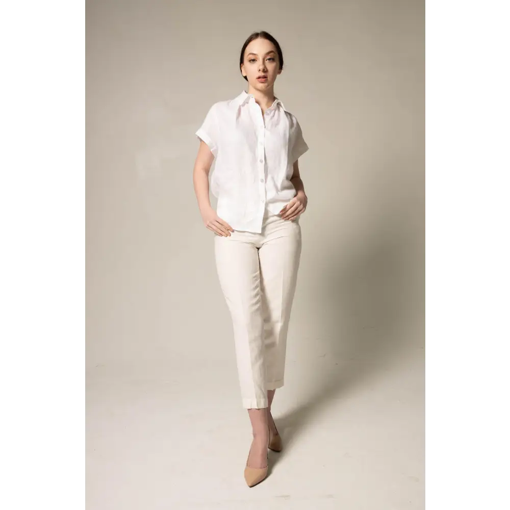 Classic Linen White Blouse - Nexellus