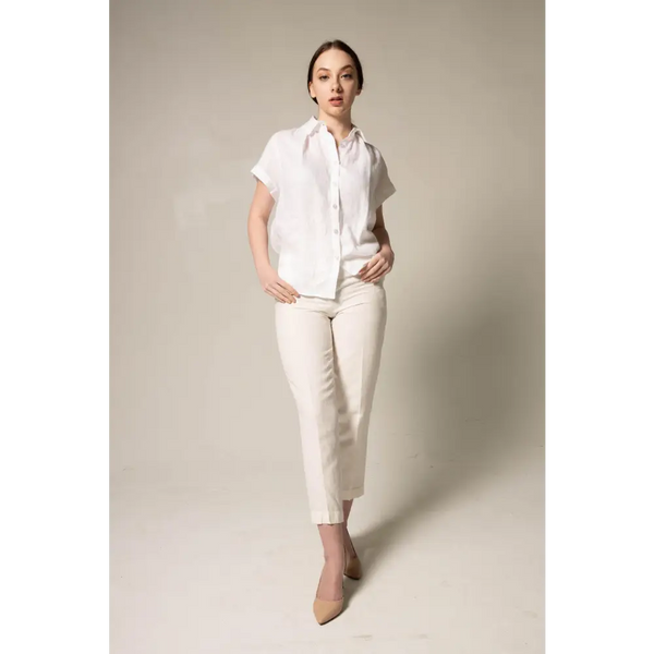 Classic Linen White Blouse - Nexellus