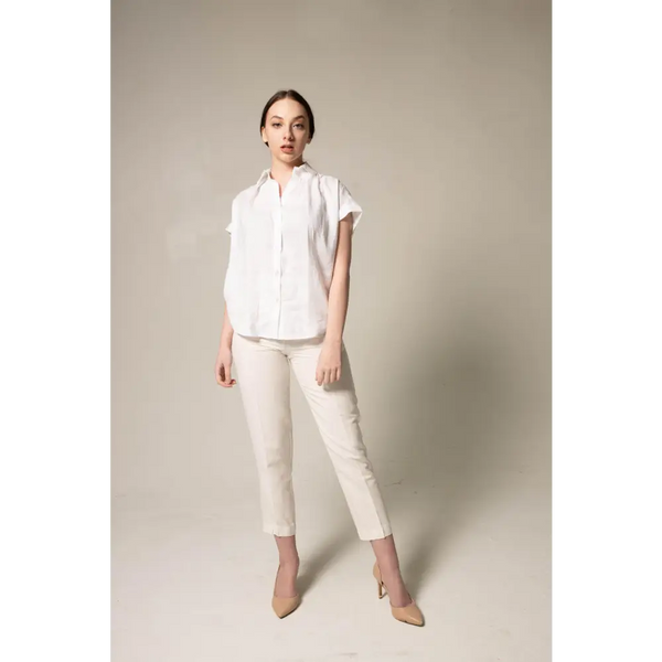 Classic Linen White Blouse - Nexellus