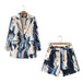 Women Double Row Button Printing Suit Coat+Short Nexellus