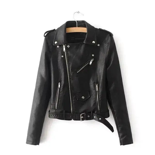 Women faux soft leather jacket zip coat Nexellus