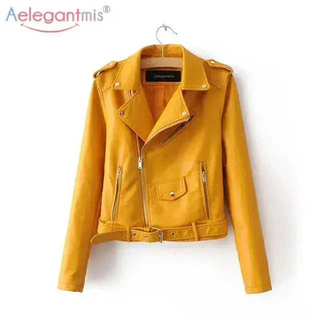 Women faux soft leather jacket zip coat Nexellus