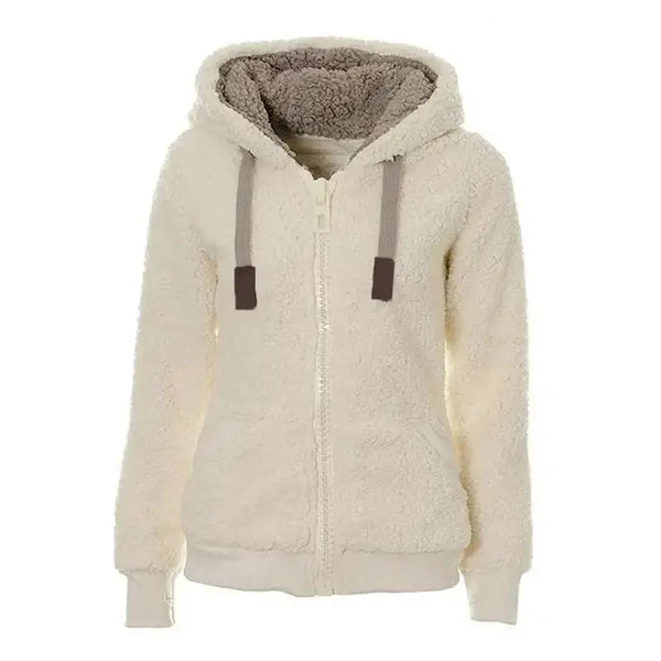 Women fleece sweater fluffy thick hooded warm zipper cardigan Nexellus