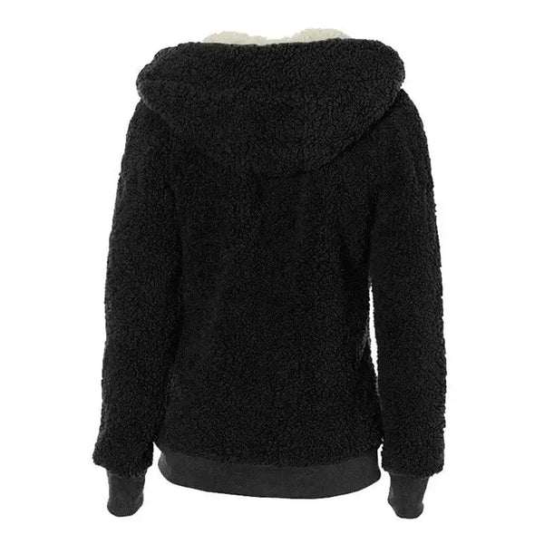 Women fleece sweater fluffy thick hooded warm zipper cardigan Nexellus