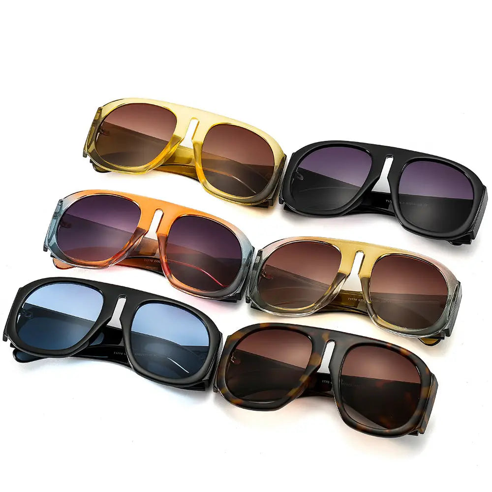 Women Ins Large Frame Sunglasses Street Shoot Round Show Individualized Contrast Color Sunglasses Nexellus