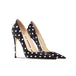 Women Leather Black Polka Dot High-Heeled Shoes With Thin Heels Nexellus