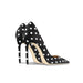 Women Leather Black Polka Dot High-Heeled Shoes With Thin Heels Nexellus