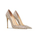 Women Leather High Heel Shoes Pointed Shallow Mouth Thin Heel Gold Leopard Nexellus