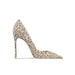 Women Leather High Heel Shoes Pointed Shallow Mouth Thin Heel Gold Leopard Nexellus