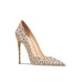 Women Leather High Heel Shoes Pointed Shallow Mouth Thin Heel Gold Leopard Nexellus