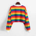 Women long sleeve rainbow color polo shirt with button striped Nexellus