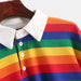 Women long sleeve rainbow color polo shirt with button striped Nexellus