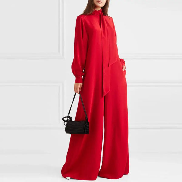 Women Loose Wide Leg Long Sleeve Jumpsuit Nexellus