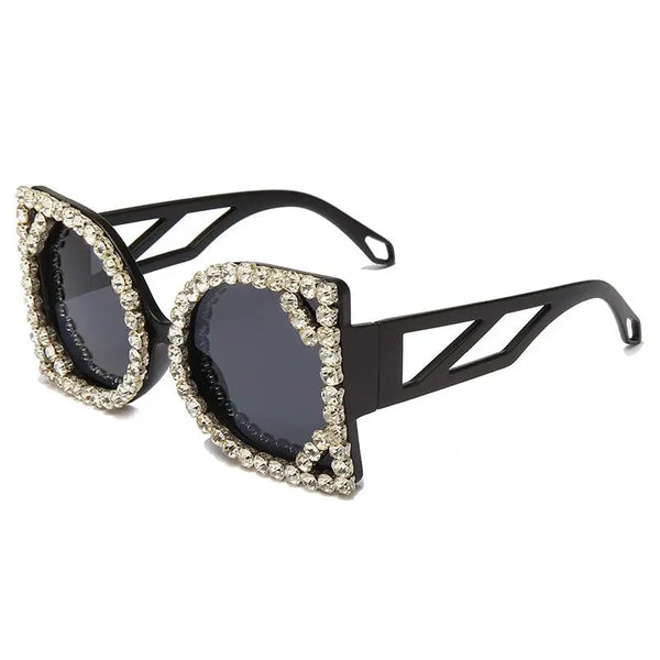 Women Luxury Diamond-studded Sunglasses Fashion D-shaped Big Frame Sun glasses Nexellus