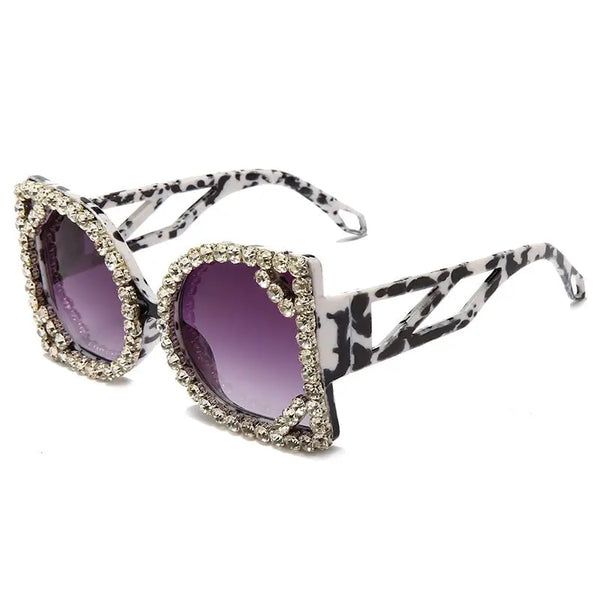 Women Luxury Diamond-studded Sunglasses Fashion D-shaped Big Frame Sun glasses Nexellus