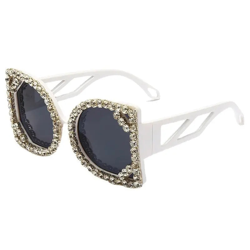 Women Luxury Diamond-studded Sunglasses Fashion D-shaped Big Frame Sun glasses Nexellus