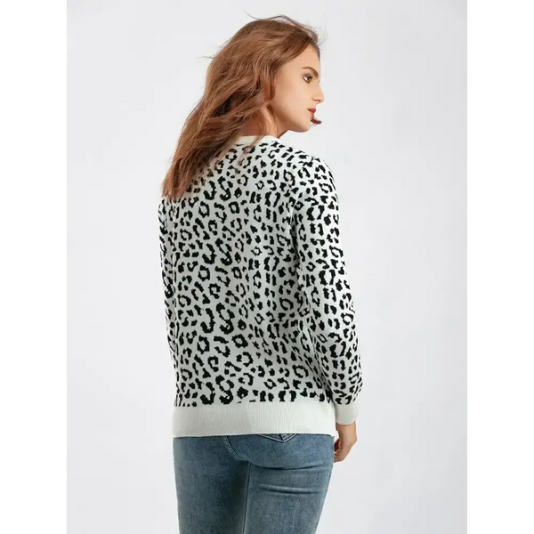 Women oversized sweater female leopard jacquard fashion wool blends Nexellus