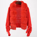 Women Short Warm Loose Knitted Jacket with Natural Fur Placket Coat Nexellus