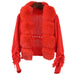 Women Short Warm Loose Knitted Jacket with Natural Fur Placket Coat Nexellus