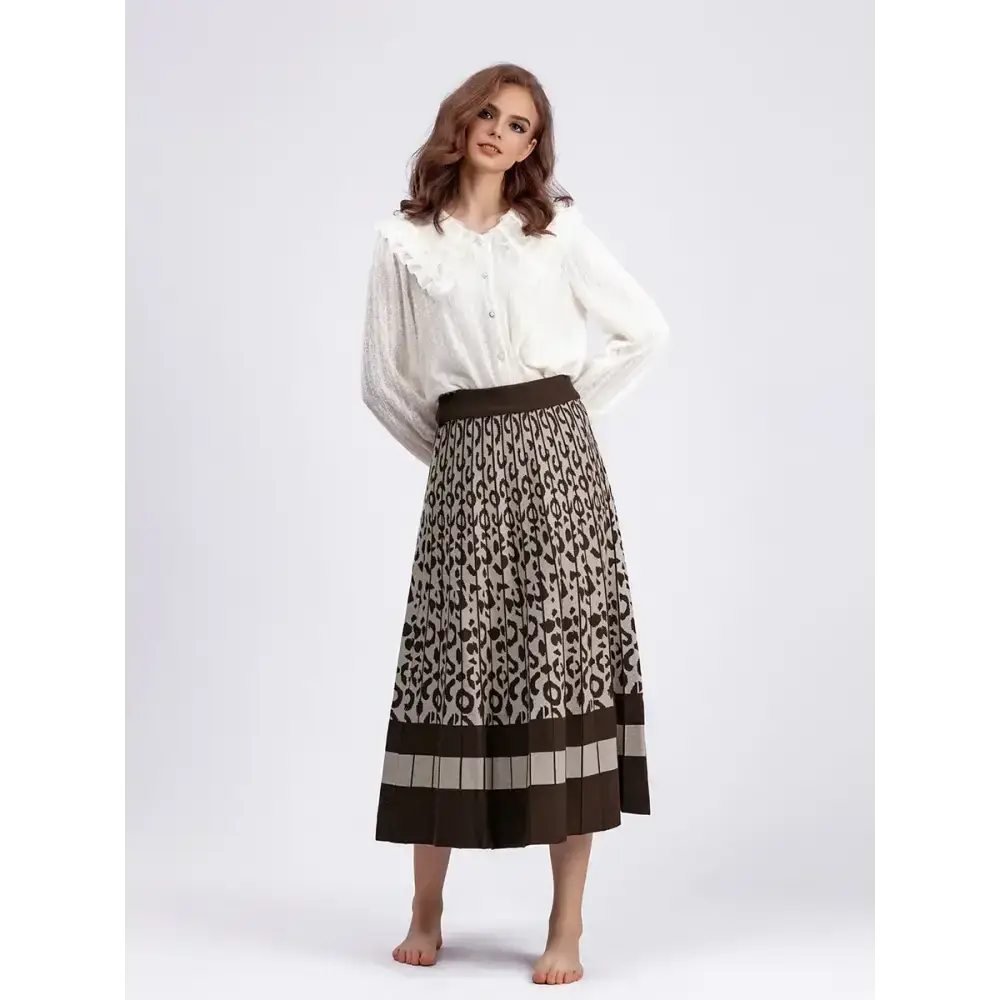 Women sweater skirt elegant long maxi warm skirt fashion thick midi Nexellus