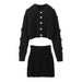 Women Three-Dimensional Flower Large Lapel Knitted Cardigan+High Waist Skirt Set Nexellus