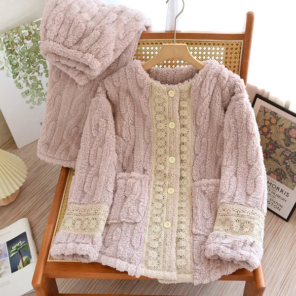 Women Warm and Cozy: Plus Size Coral Fleece Home wear for Winter Nexellus