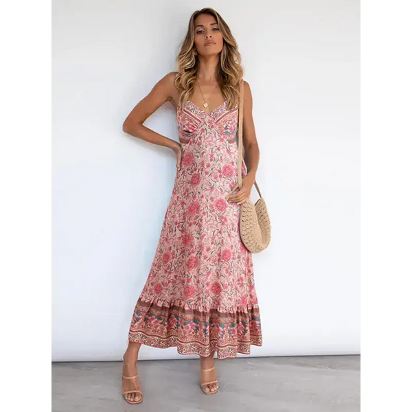 Women's bohemian suspender floral dress Nexellus