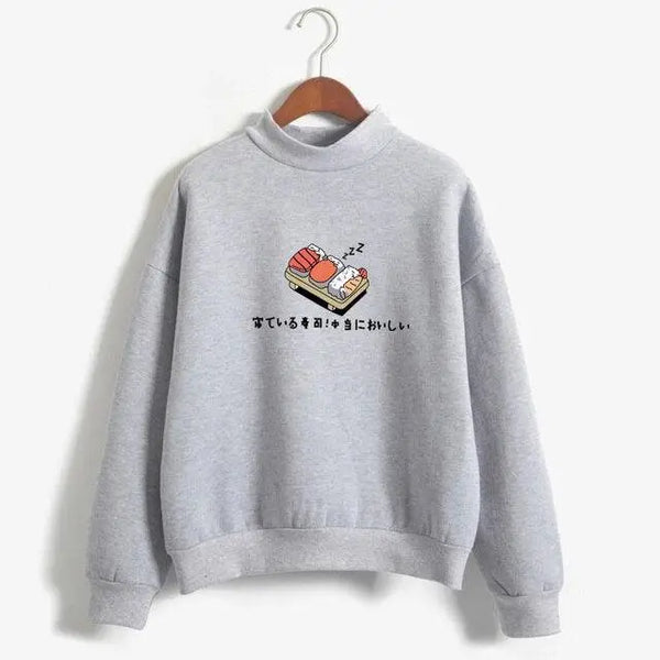 Women's Cartoon Kawaii Sushi Hoodies Japanese Print Fleece Pullover Nexellus