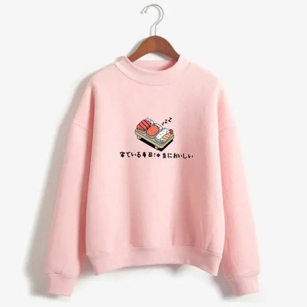 Women's Cartoon Kawaii Sushi Hoodies Japanese Print Fleece Pullover Nexellus