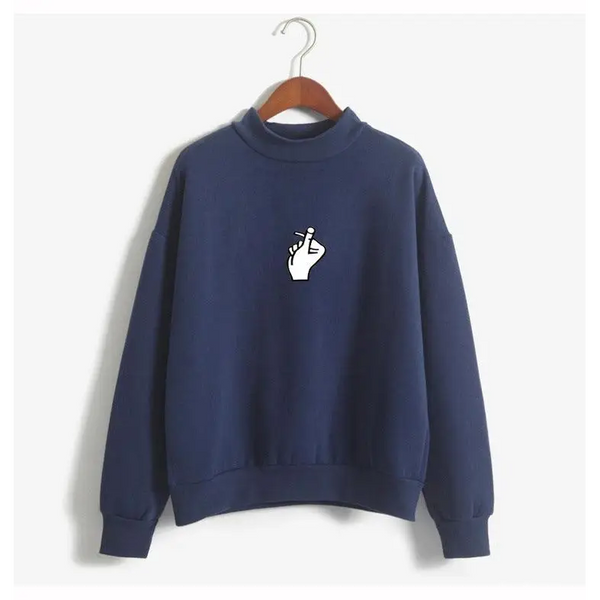 Women's Casual Love Gesture Crewneck Sweatshirt Ulzzang Sudadera Nexellus