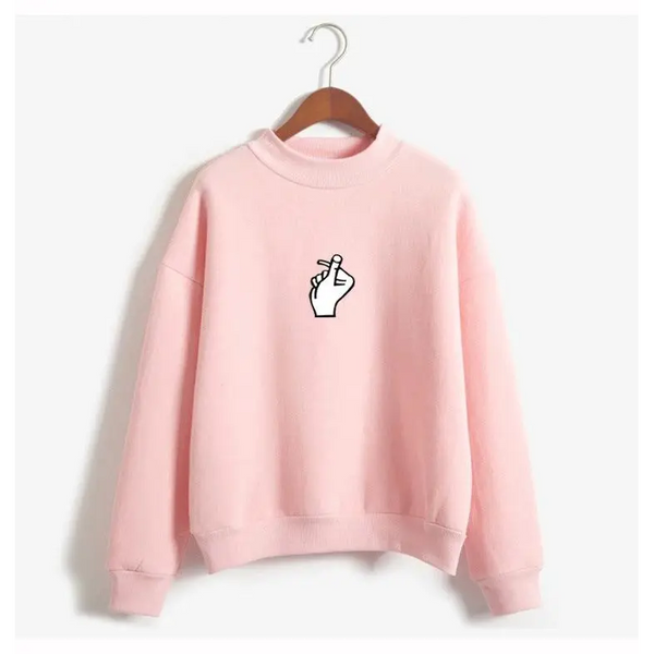 Women's Casual Love Gesture Crewneck Sweatshirt Ulzzang Sudadera Nexellus