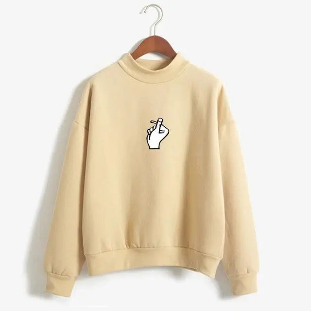 Women's Casual Love Gesture Crewneck Sweatshirt Ulzzang Sudadera Nexellus